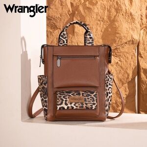 Wrangler Leopard Print Tote/Shoulder Bag Convertible Backpack - Leopard